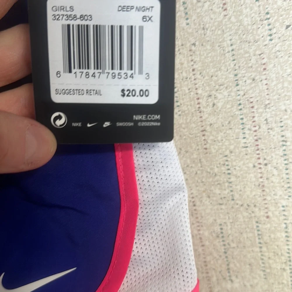 Nike Little Girls’ Tempo Shorts: BLUE/PINK: NWT: SZ 6X - Picture 3 of 4